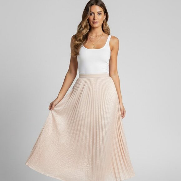 Philosophy Dresses & Skirts - NWT Philosophy Blush Pleated Maxi Skirt Rose Cream Long Flowy Feminine Skirt